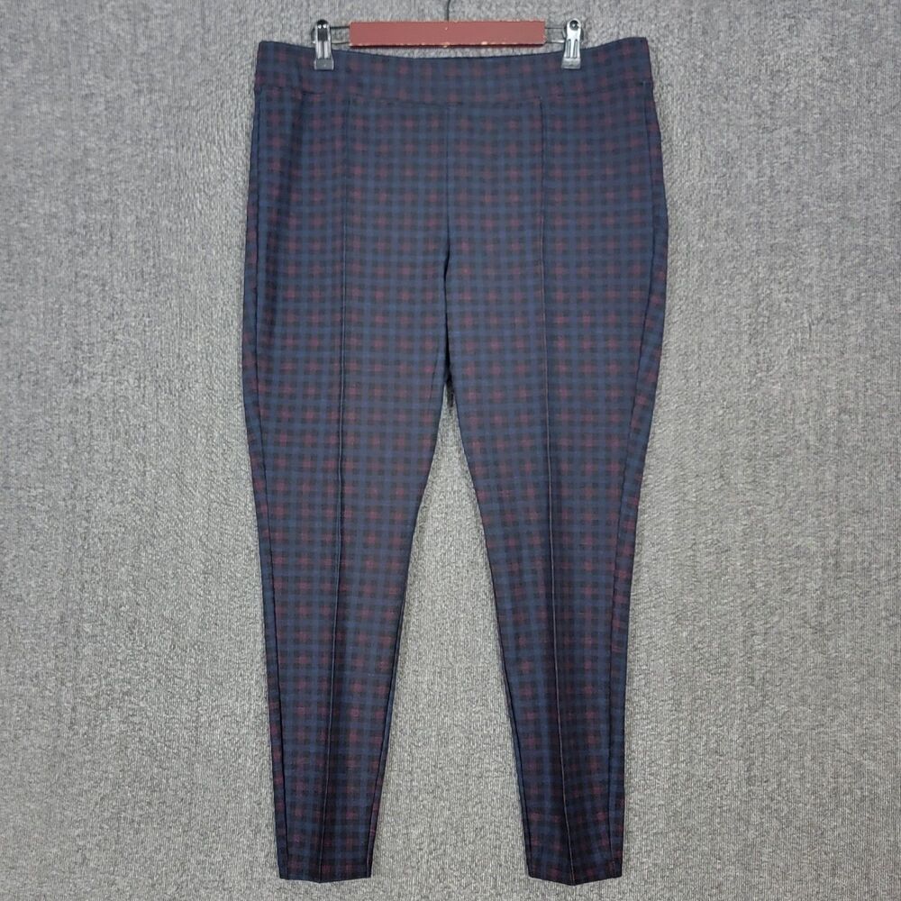 Old Navy Pants Womens XL Blue Black Purple Stevie Check Center Seam Pull On